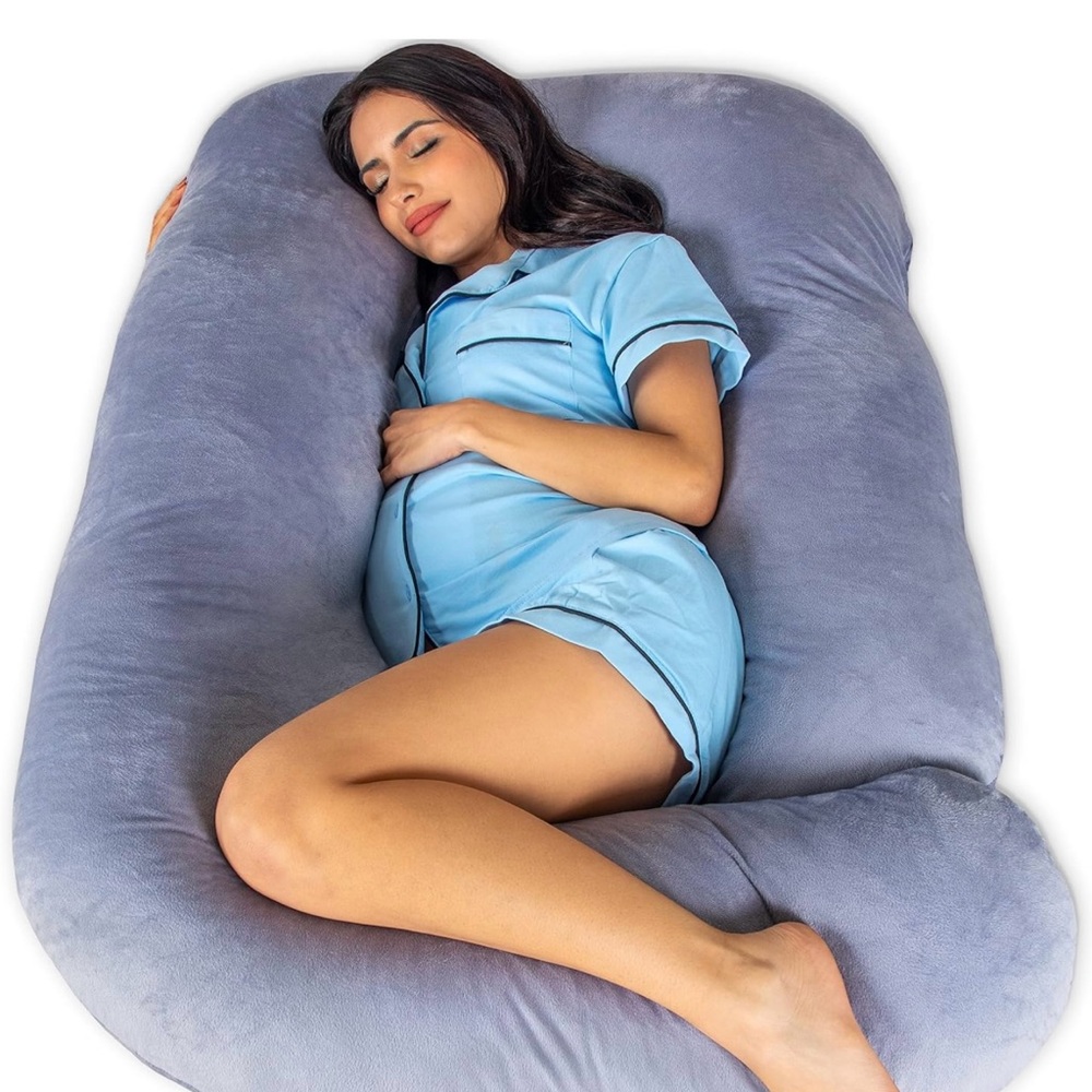 Pharmedoc Pregnancy Pillows, U-Shape Full Body Pillow - Jumbo Sizet Grey